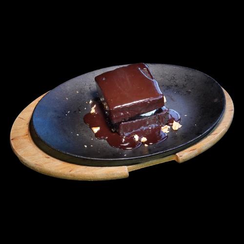 Chocolate brownie with ice cream