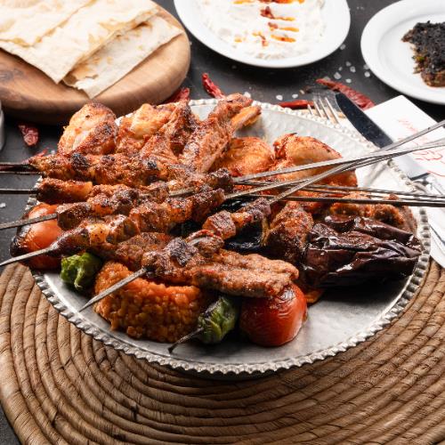 Grilled mixed kebab for 2