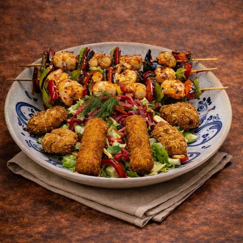 Halloumi Cheese Grilled Prawns Salad