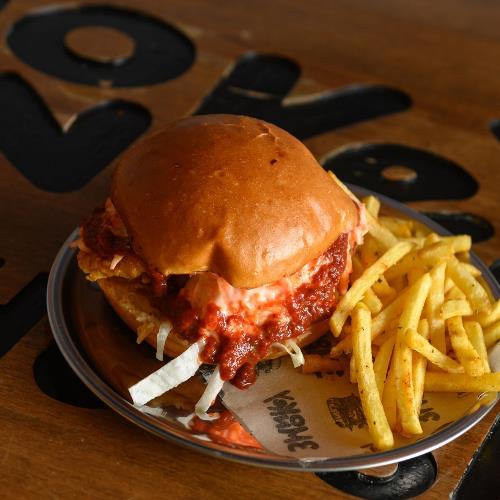 Red hot chicken burger