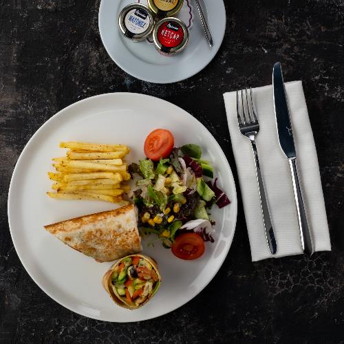 Grilled Chicken Wrap with Fries