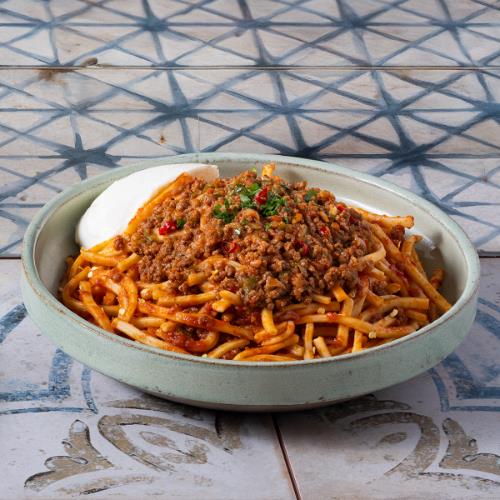 Hot Minced meat Yogurt Erişte noodles