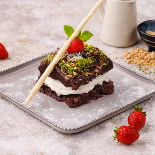Ice Cream Between Moist Cake Slices