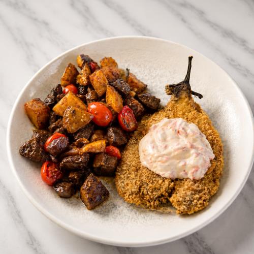 Crispy Aubergine Tenderloin Sauté