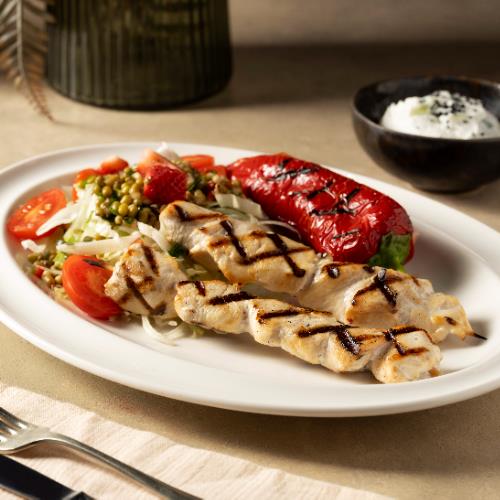 Fit Chicken Shish with Mung Bean Tabbouleh