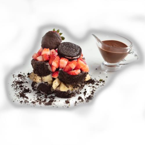 Layer Cake with Cocoa Biscuits and Ice Cream