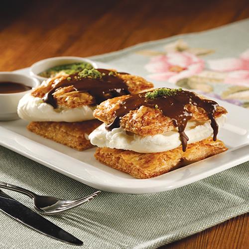 Ice cream between crispy layers