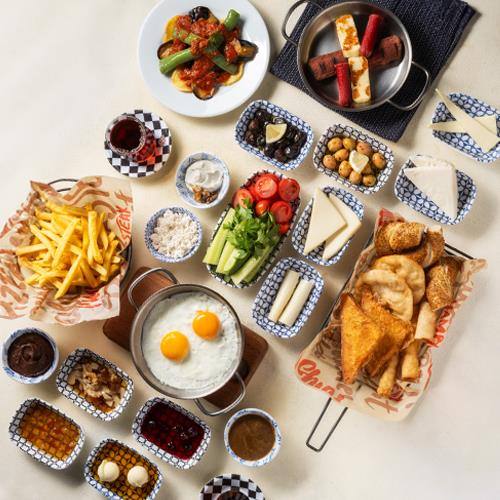 Turkish breakfast spread for two