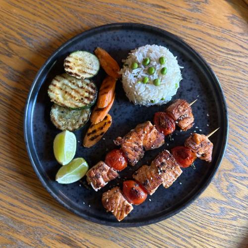 Grilled salmon Skewer