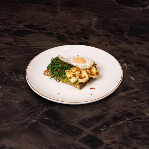 Avocado, Halloumi, and Egg on Bread