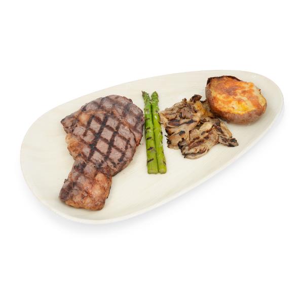 Ribeye (300–350 g) with Asparagus, Grilled Oyster Mushrooms, and Spiced Baked Potatoes