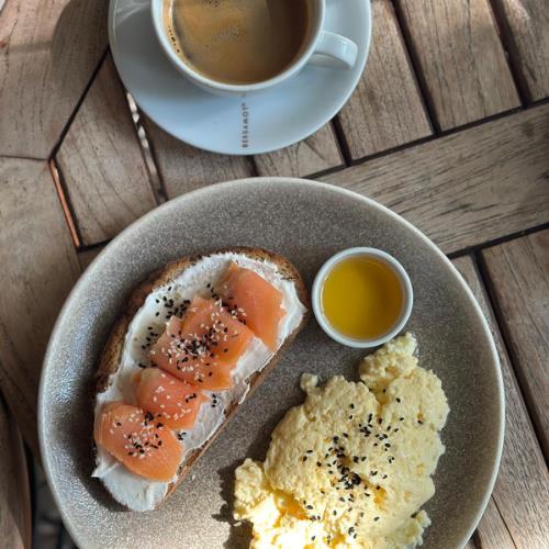 Smoked Salmon Labneh Cheese, Egg Bread