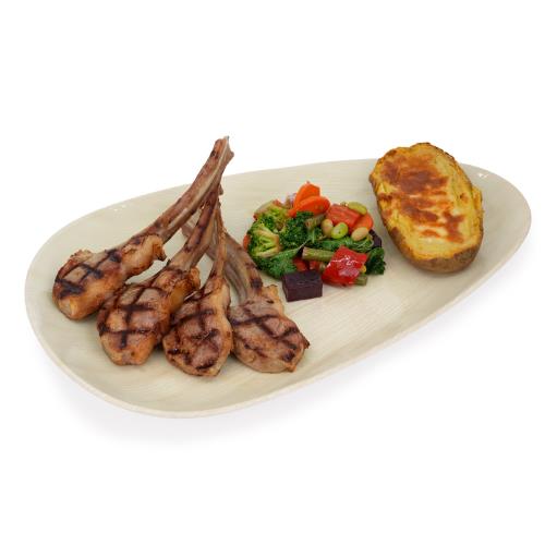 Lamb Chops with Spiced Oven-Baked Potatoes and a Vegetable Medley